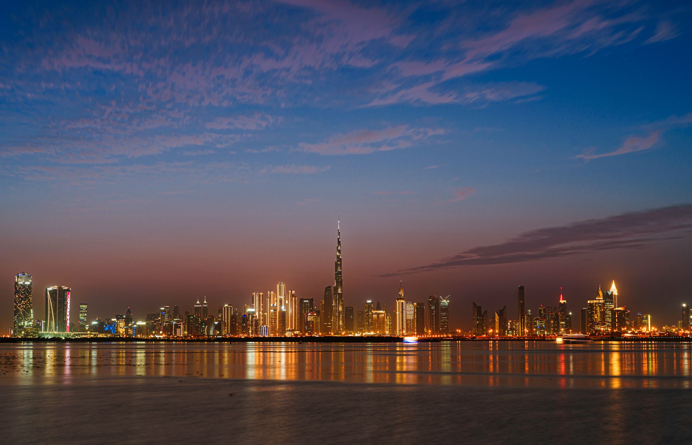 Dubai skyline at dusk