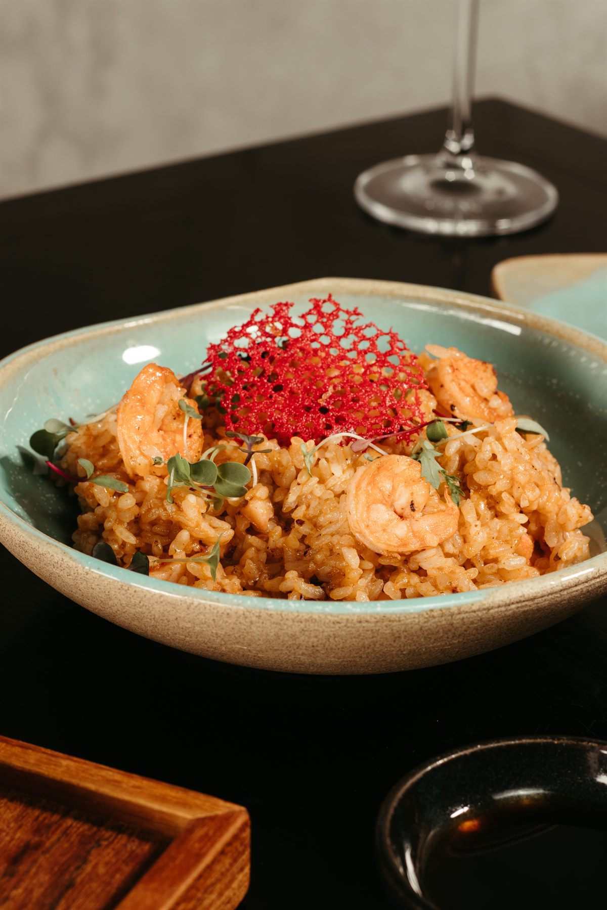 Plated main course on a restaurant table